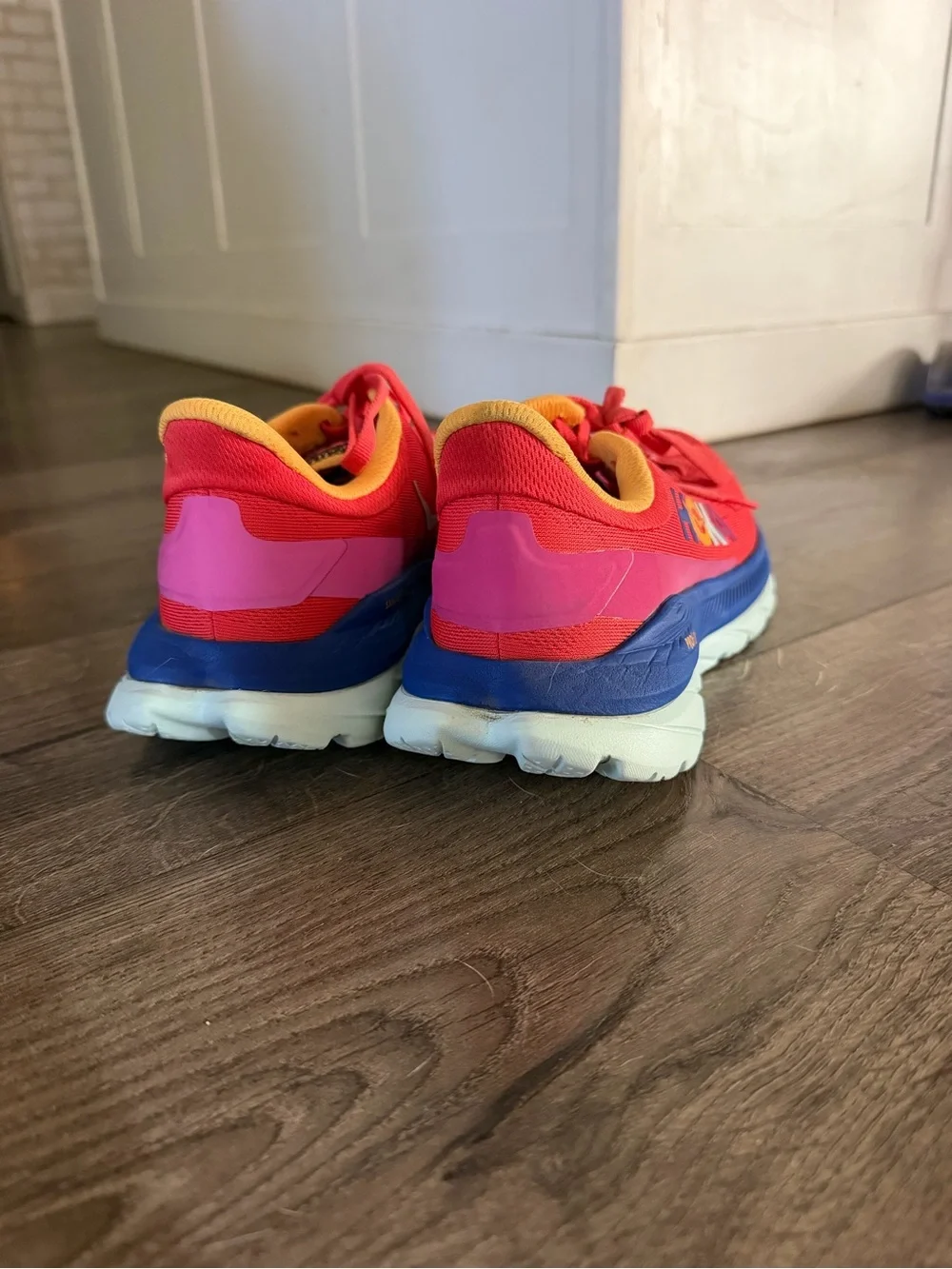 Hoka One One Mach 4 Running Shoes Fiesta Bluing Red 1113529-FBLN Women's 6.5B